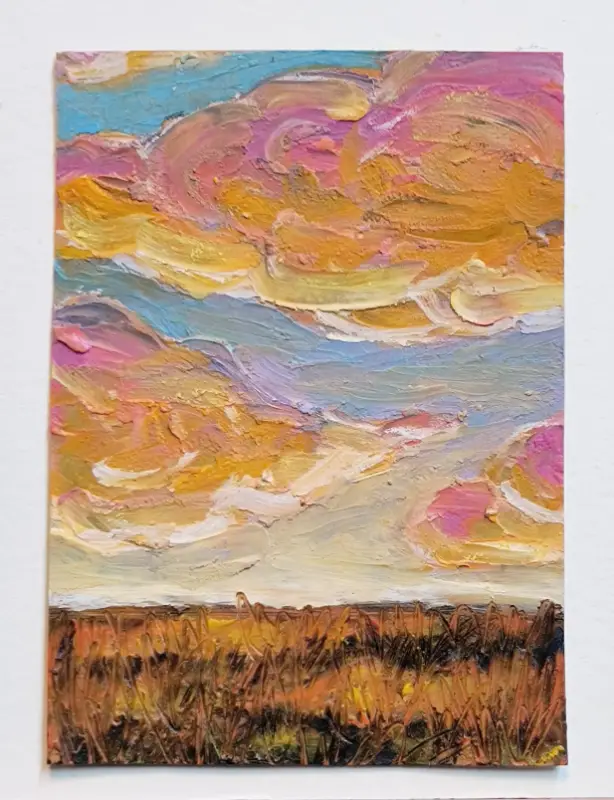 Plains At Sunset aceo art card