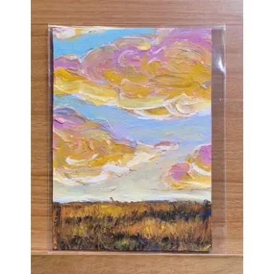 Plains At Sunset aceo art card thumbnail 2