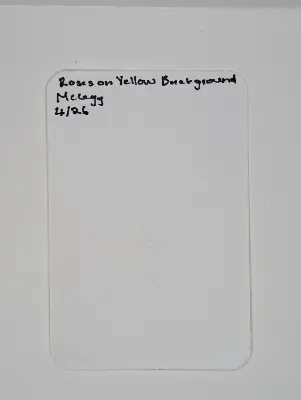 Watercolor Roses on a Yellow Background, with Orange/Green Iridescent Details aceo art card thumbnail 2