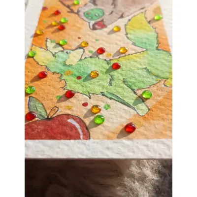 Apples and Gemstones aceo art card thumbnail 2