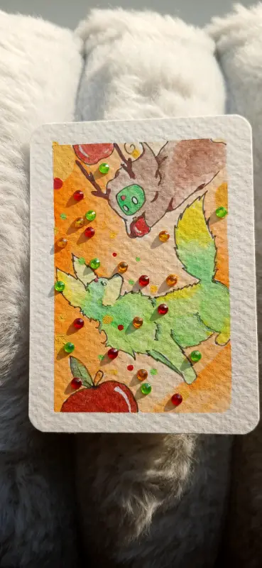 Apples and Gemstones aceo art card
