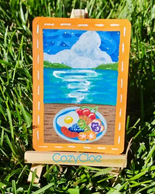 Seaside Afternoon Original ACEO Painting – Ghibli Life Series – Miniature Coastal Art aceo art card thumbnail 1