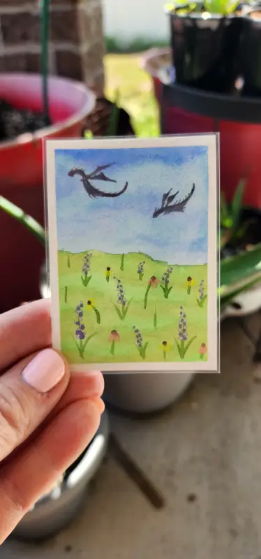 The sky is our playground aceo art card