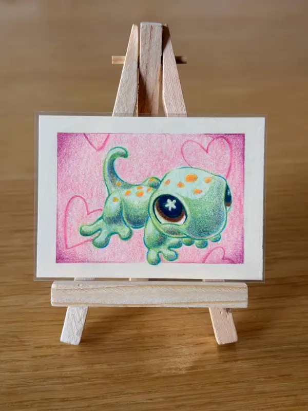 LPS Gecko Cutie aceo art card