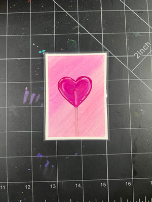 Magenta Heart Pop aceo art card thumbnail 1