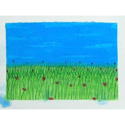 Grassy Field 5 aceo art card thumbnail 1