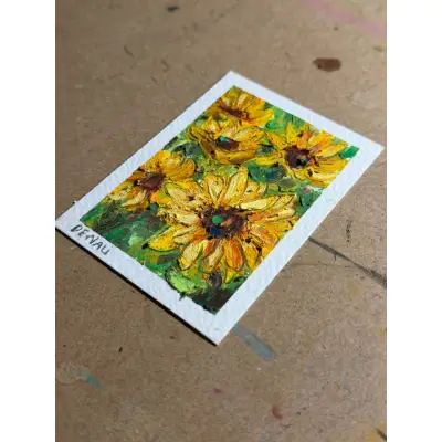 Sunny Flowers aceo art card thumbnail 2