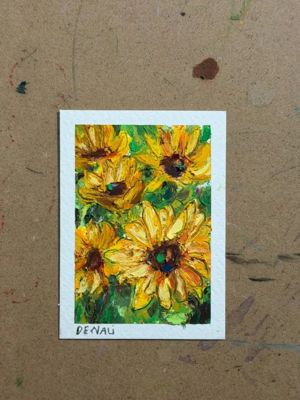 Sunny Flowers aceo art card