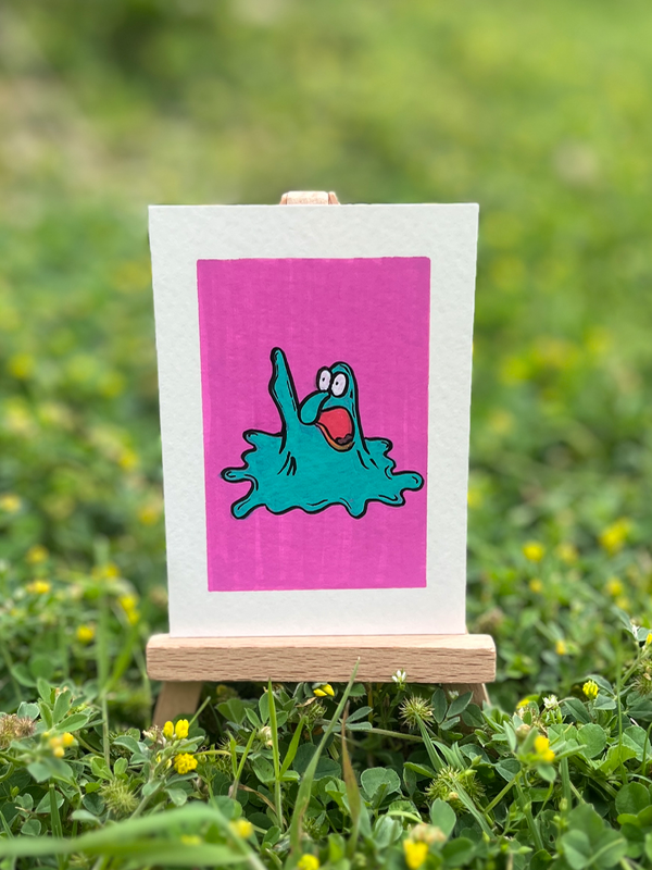 Squidward Splat aceo art card