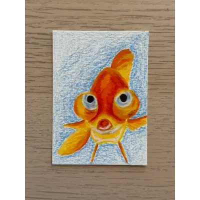 Goldfish aceo art card thumbnail 1