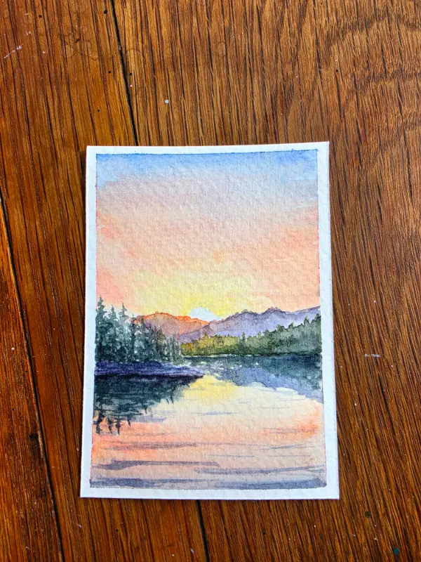 Sunrise at the Lake aceo art card