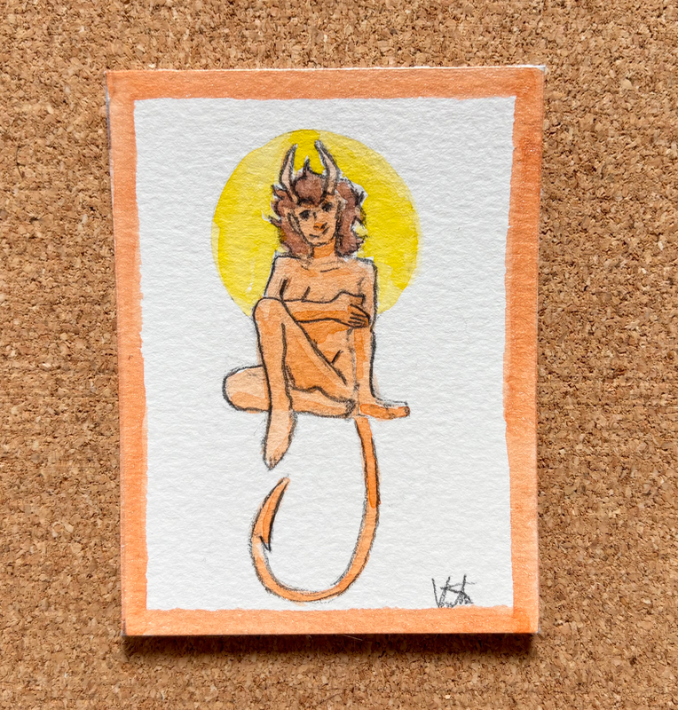 Orange aceo art card