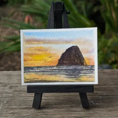 Capt Kiwanda Sunset aceo art card thumbnail 2