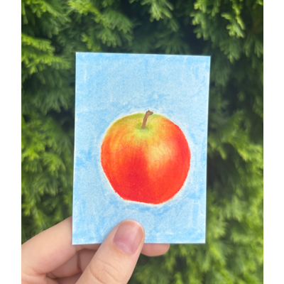 Fuji Apple (Fruits of Summer series) aceo art card thumbnail 1