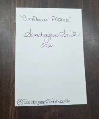 Sunflower Alpaca aceo art card thumbnail 3