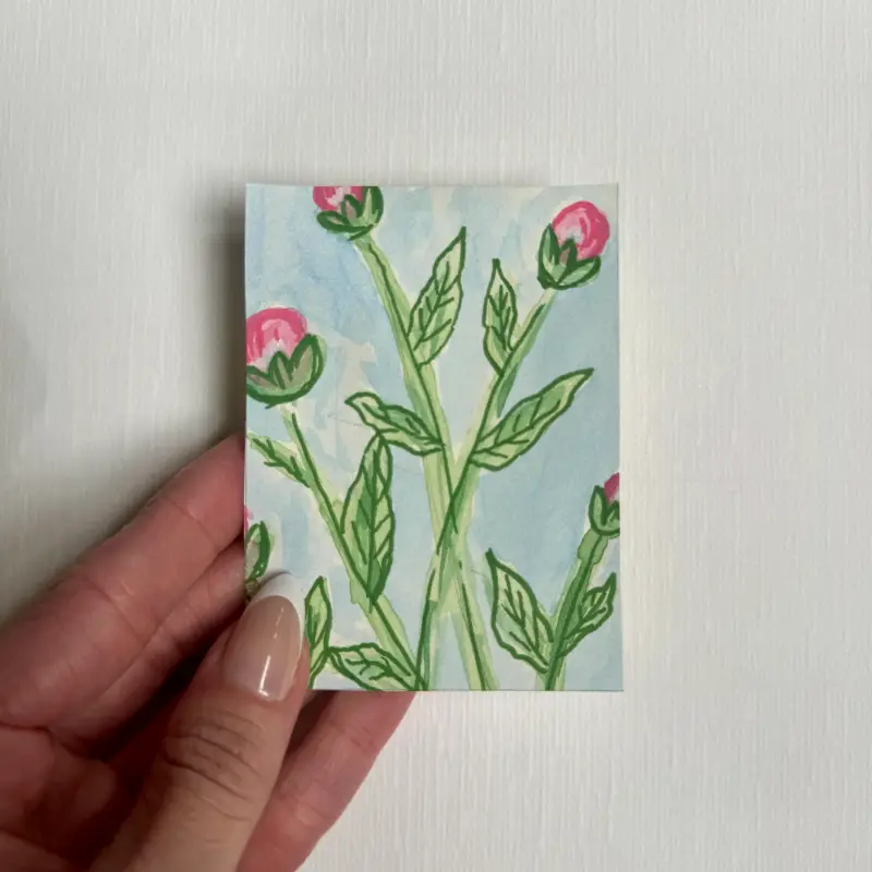 1 - Summertime Peonies aceo art card