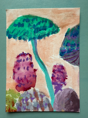 Mushrooms 2 aceo art card thumbnail 1