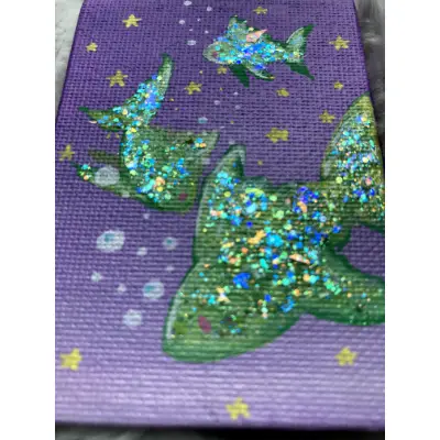 Fish and Starlight aceo art card thumbnail 2