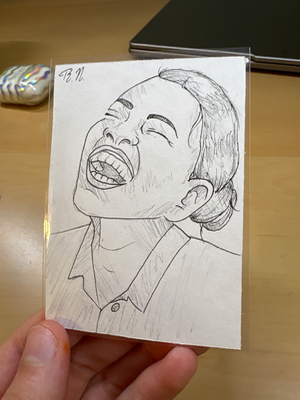 Laughing Woman aceo art card thumbnail 2