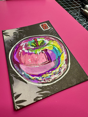 Glass Rainbow Apple aceo art card thumbnail 2
