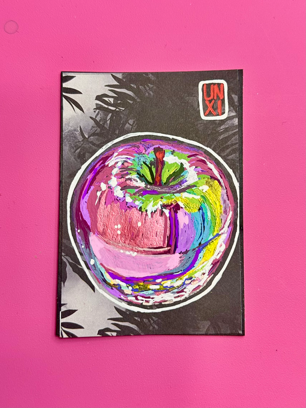 Glass Rainbow Apple aceo art card