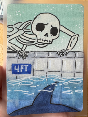 Sink or Swim aceo art card thumbnail 1