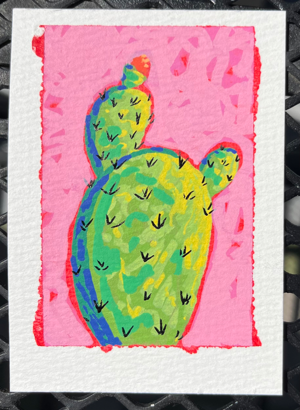 Pretty in Pink Plant 2 aceo art card
