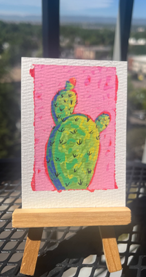 Pretty in Pink Plant 2 aceo art card thumbnail 2