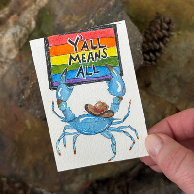 ACEO original, Crab, seafood, Pride, LGBTQ, watercolor, By Lark Watercolor and Art aceo art card thumbnail 2