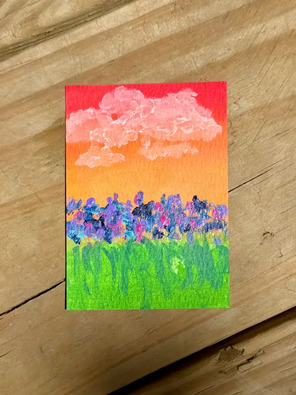 Cotton Candy Sunset | Original Mini Painting aceo art card