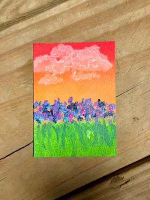 Cotton Candy Sunset | Original Mini Painting aceo art card thumbnail 1