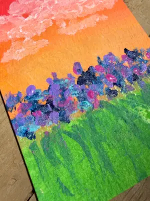 Cotton Candy Sunset | Original Mini Painting aceo art card thumbnail 3