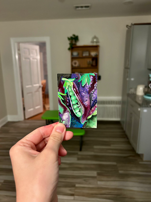 Pretty Peas aceo art card thumbnail 1