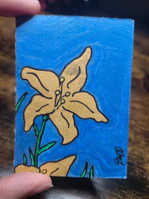 Metallic Lilies aceo art card