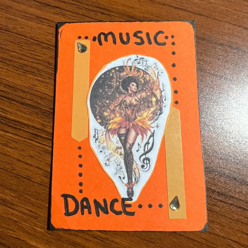Music to Dance: Fiery Muse Mixed Media Artwork ACEO Original Mini Collage Art aceo art card