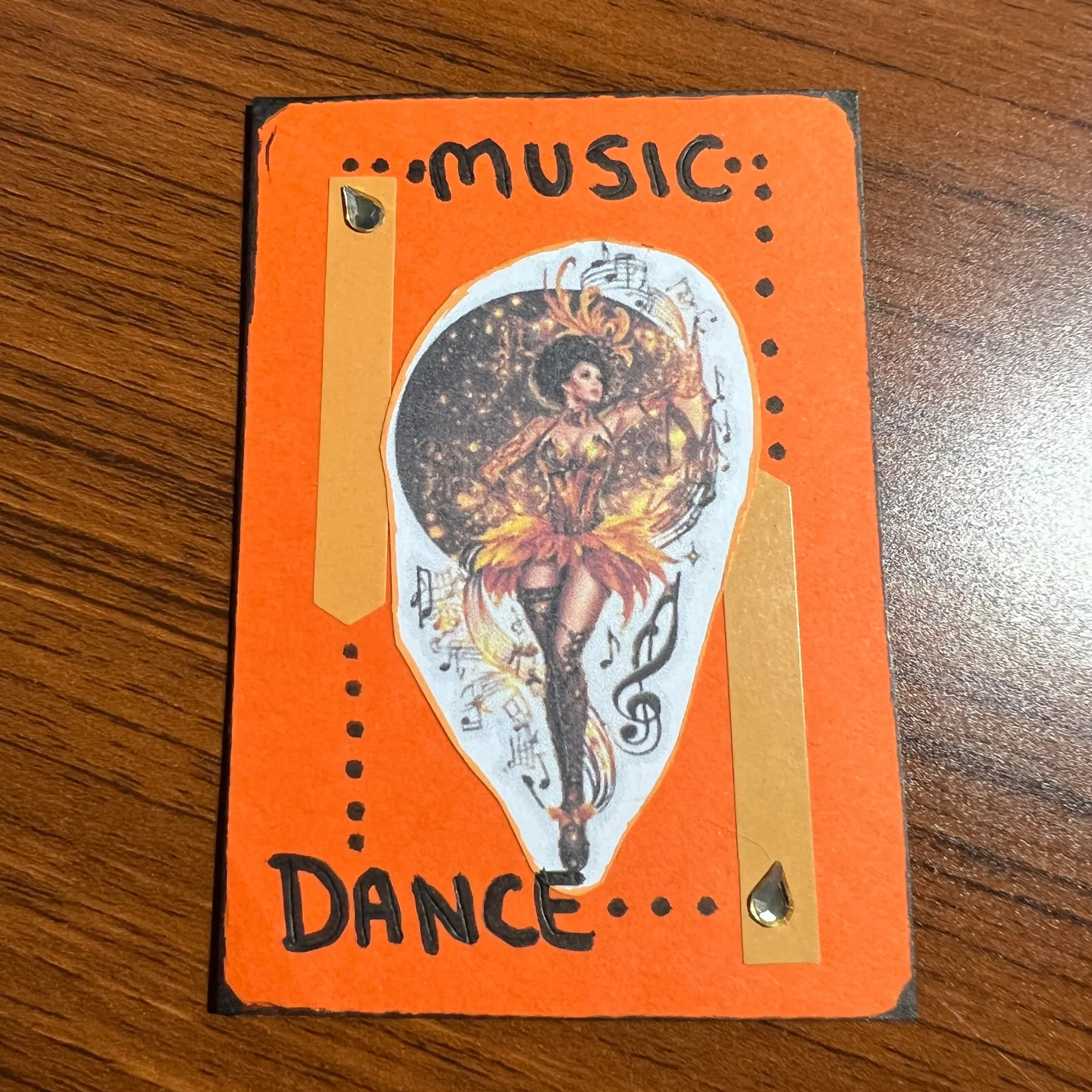 Music to Dance: Fiery Muse Mixed Media Artwork ACEO Original Mini Collage Art aceo art card