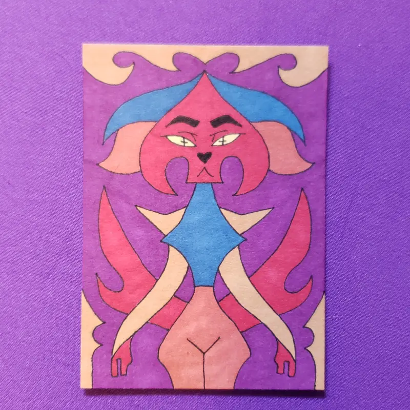 Original Fantasy Spade Creature Marker Illustration OOAK aceo art card