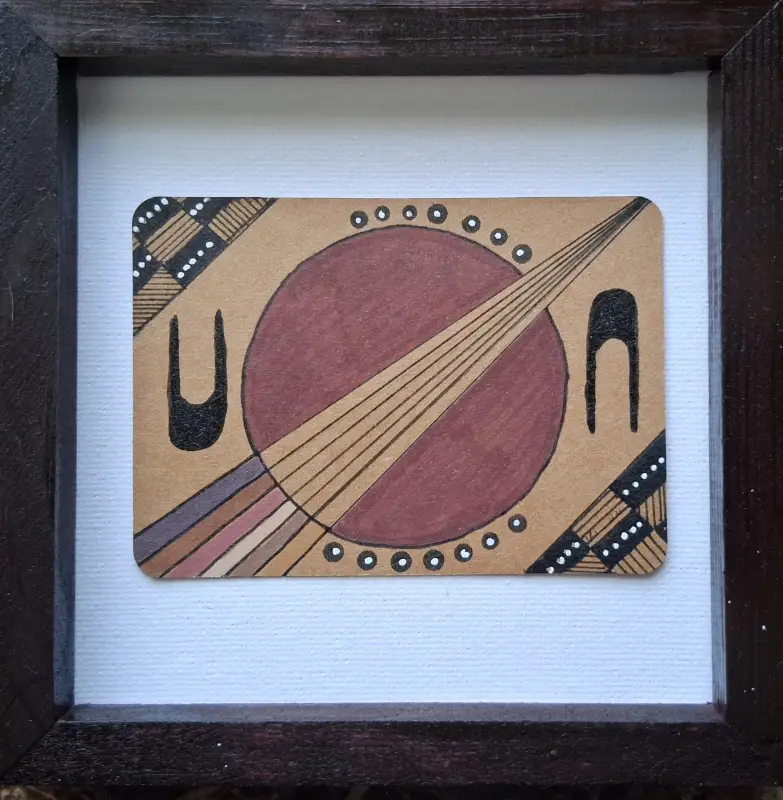 Rays through the moon's space aceo art card