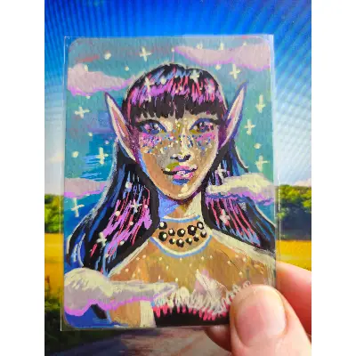 Galaxy Elf aceo art card thumbnail 1