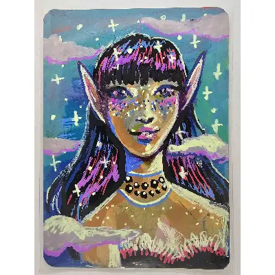Galaxy Elf aceo art card thumbnail 2