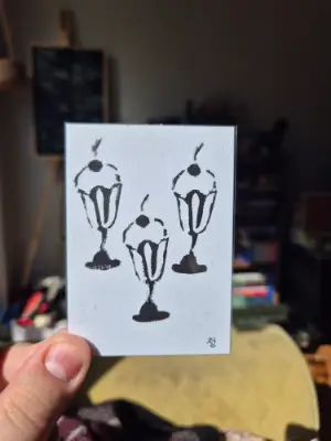 Milkshakes - Diner Series - Original Linocut Print aceo art card thumbnail 2