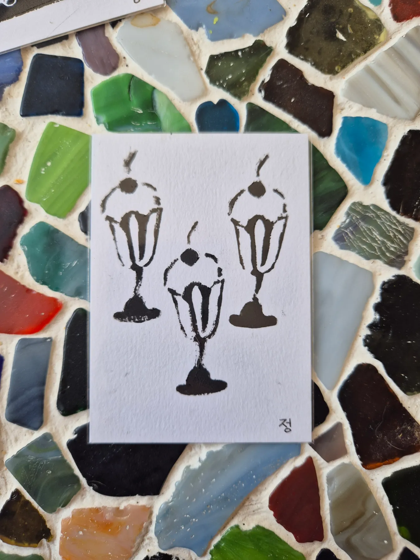 Milkshakes - Diner Series - Original Linocut Print aceo art card
