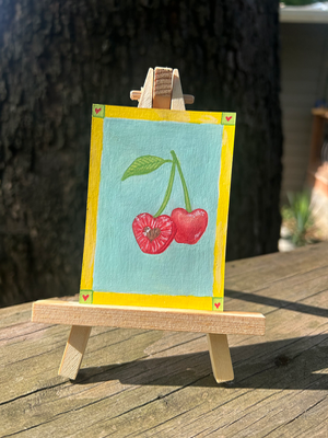 Heart Cherries aceo art card thumbnail 1