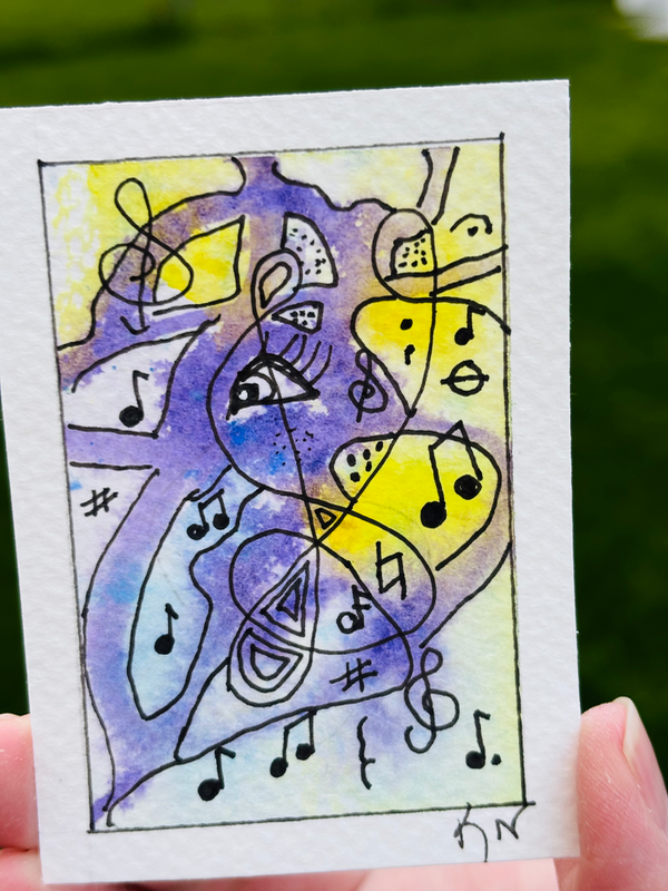 Purple Tunes aceo art card