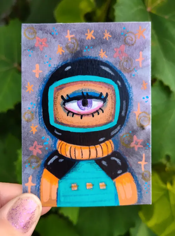 Space Babe 6/7 aceo art card