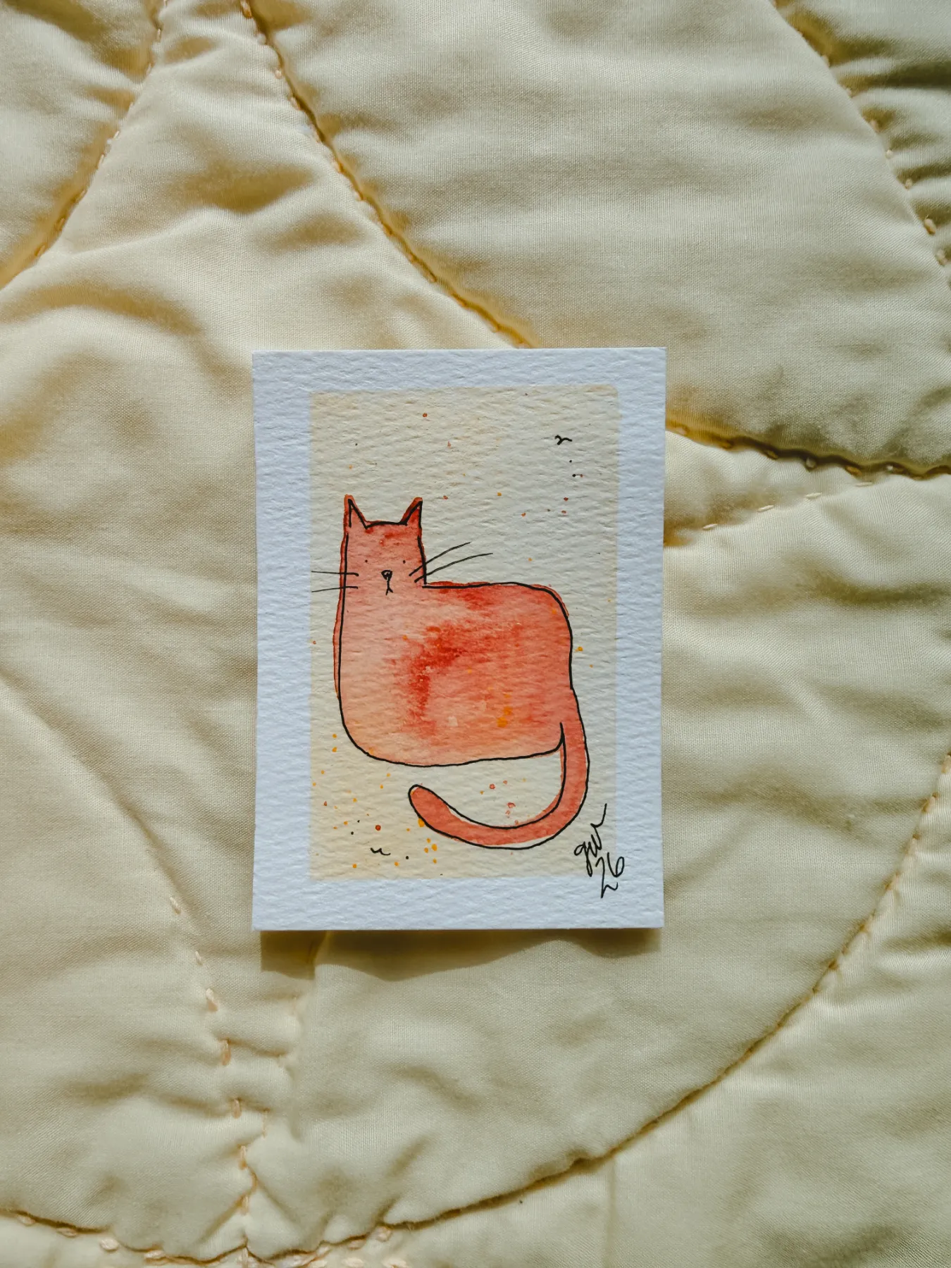 Orange Loaf Cat aceo art card
