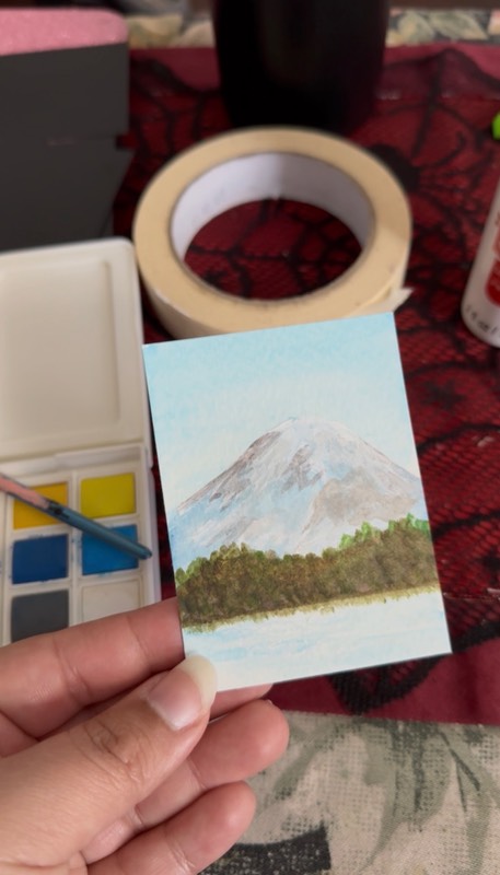 Mountain top aceo art card