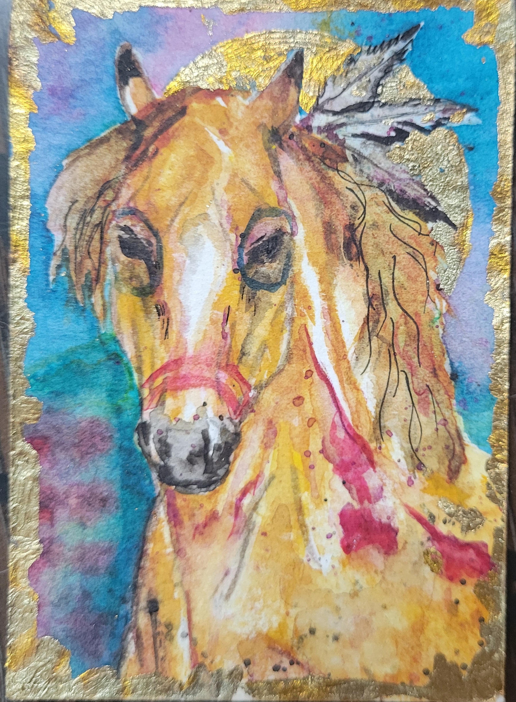 War Horse So Swift aceo art card thumbnail 2