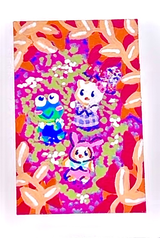 Leaf peepin with hello kitty and Sanrio friends aceo art card