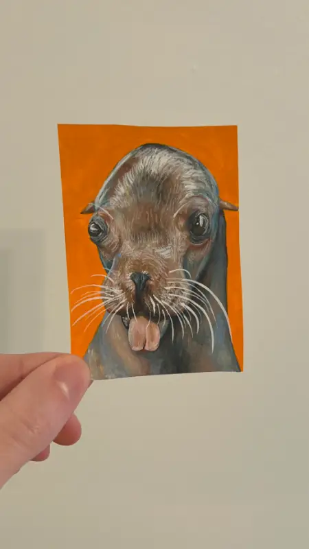 Sea Lion aceo art card